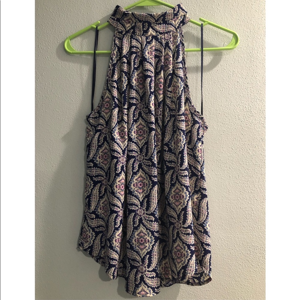 navy, cream, and slightly pink paisley Dressy Top